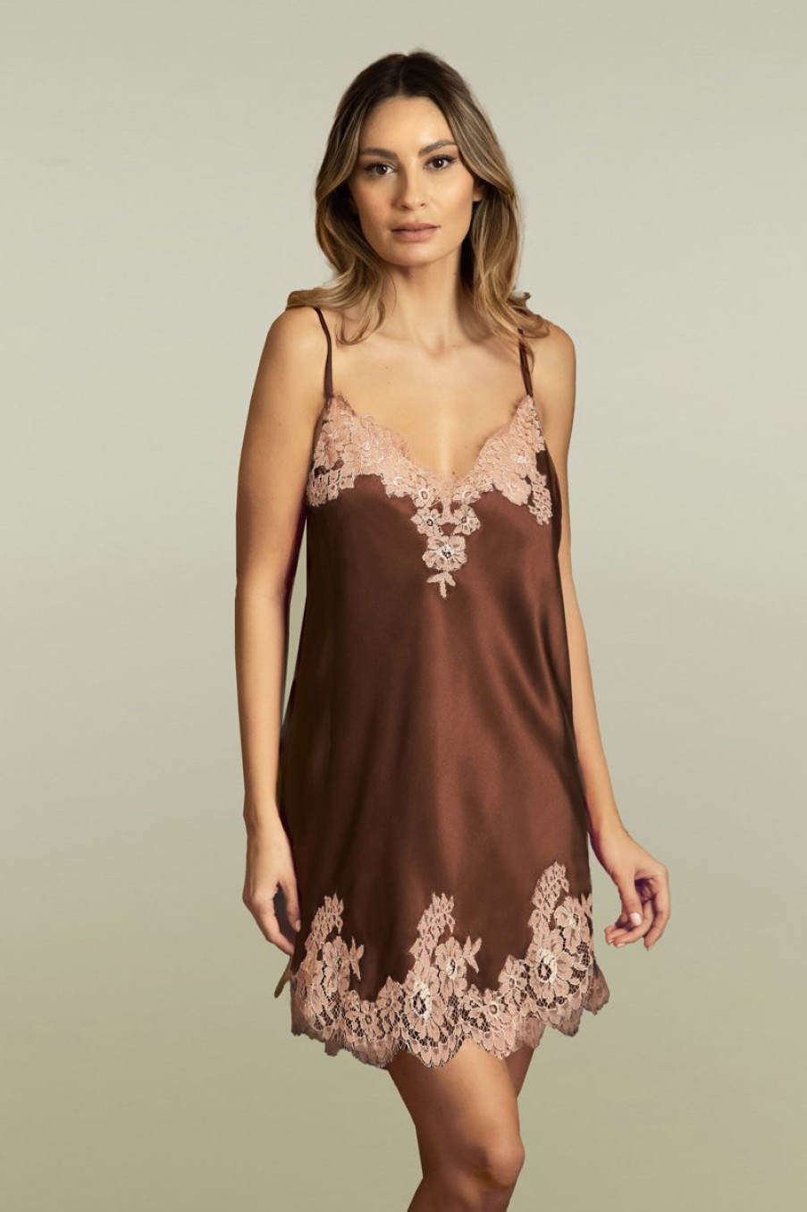 Loungewear I.D. Sarrieri | Hotel Particulier Chemise In Chocolate/Almond