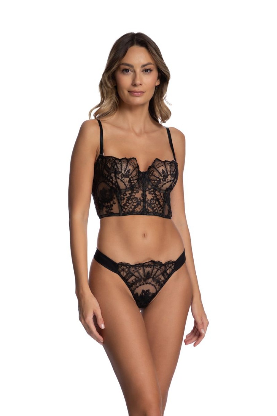 Lingerie I.D. Sarrieri Thongs | Black Lotus Thong In Black