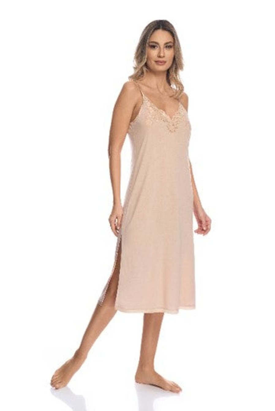 Loungewear I.D. Sarrieri | Kensington Mornings Long Chemise In Beige