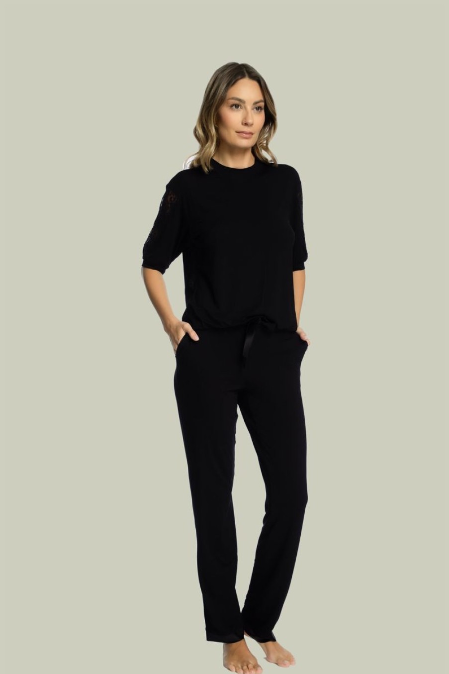 Loungewear I.D. Sarrieri | Kensington Mornings Long Pants In Black