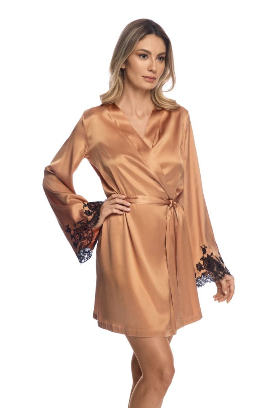 Loungewear I.D. Sarrieri | Hotel Particulier Robe In Camel/Black