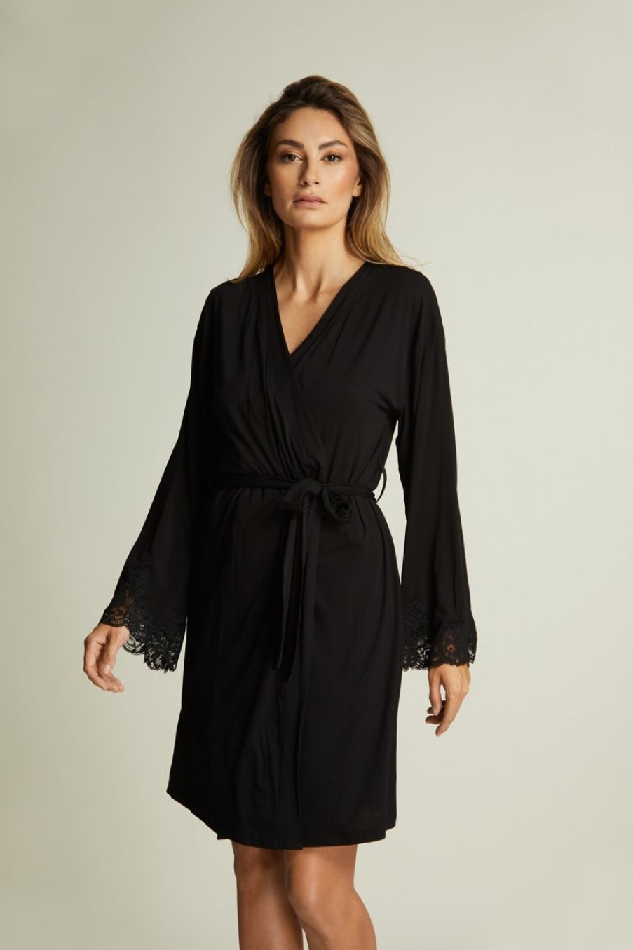 Loungewear I.D. Sarrieri | Kensington Mornings Robe In Black