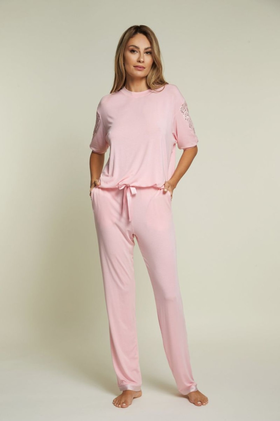 Loungewear I.D. Sarrieri | Kensington Mornings Short Sleeve Top In Pink