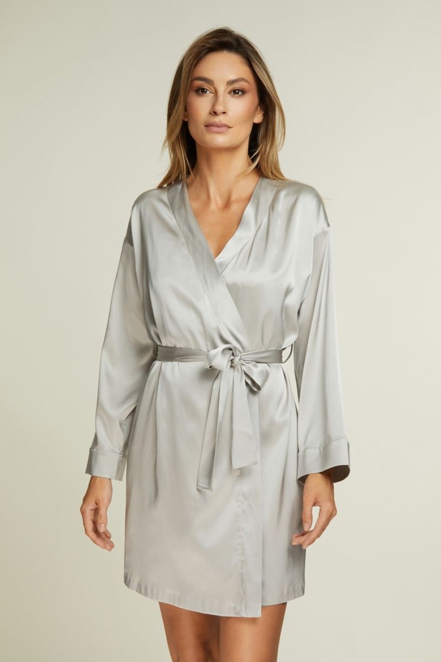 Loungewear I.D. Sarrieri | Anastasia Robe In Silver Lightning